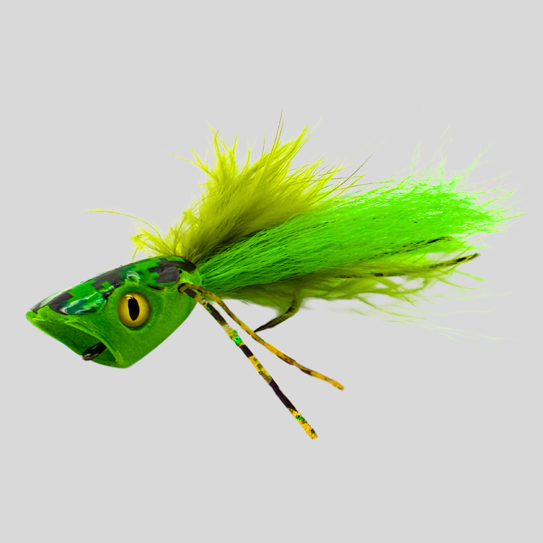 camo fishing lure Surface Seducer Double Barrel Bass Bug popper #6 / Green