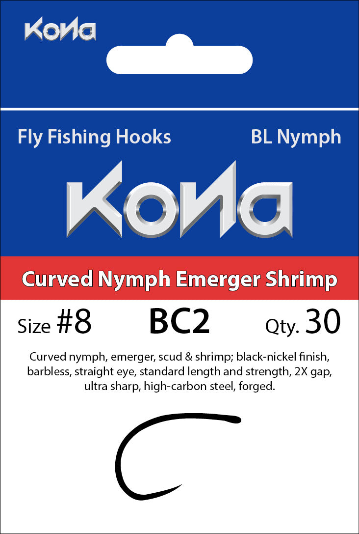 fate gate of babylon fish hooks Kona Barbless Curved Nymph Emerger Shrimp (BC2) hook