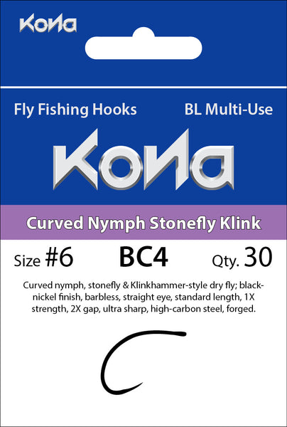 Kona Barbless Curved Nymph Stonefly Klink (BC4) hook