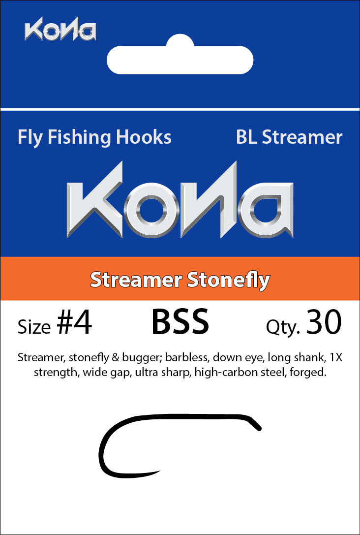 competition fly fishing hooks Kona Barbless Streamer Stonefly (BSS) hook