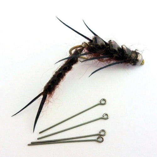 Wifreo 48pcs #14 Midge Nymph B Fly & Brass Bead Head Nymph with Bamboo Case  for